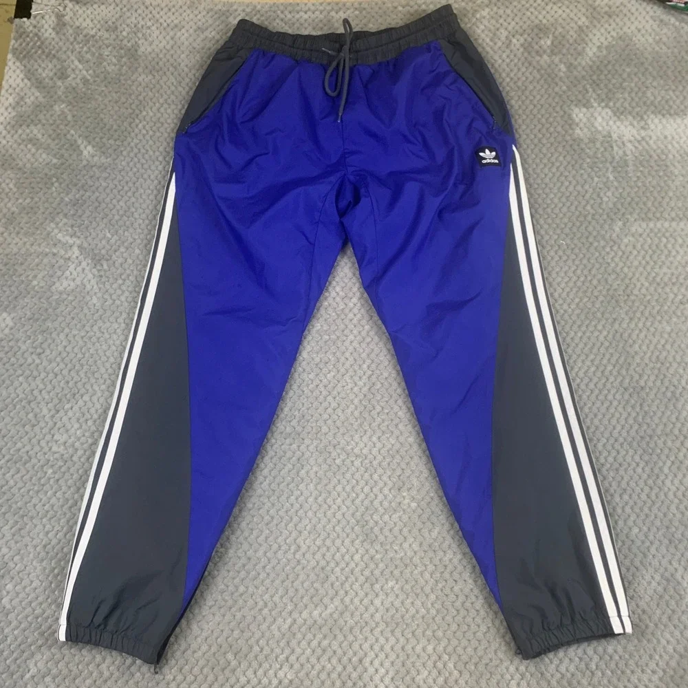 Adidas Skateboarding Climalite Track Pants Blue Grey Mens Large Three Stripe